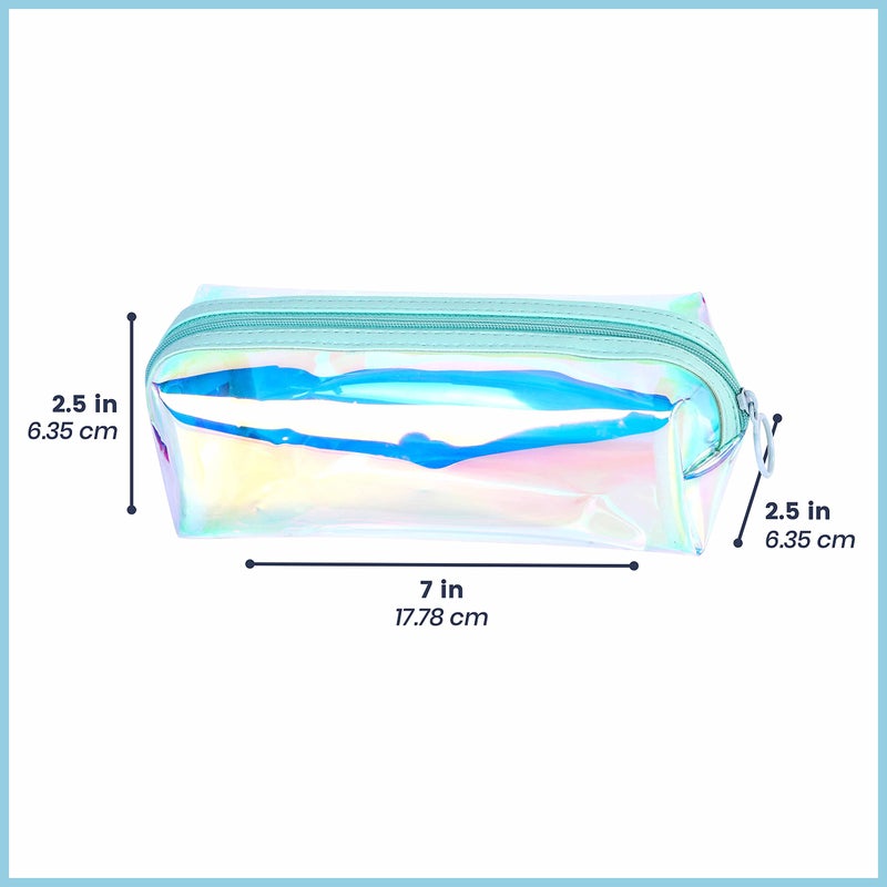 EzPacking Holographic Clear Makeup Pouch/Cute Iridescent Cosmetic Organizer/Sparkly Glittery Womens Toiletries Holder/Transparent Ladies Zipper Bag for Purse or Tote (Mint) - Image 3